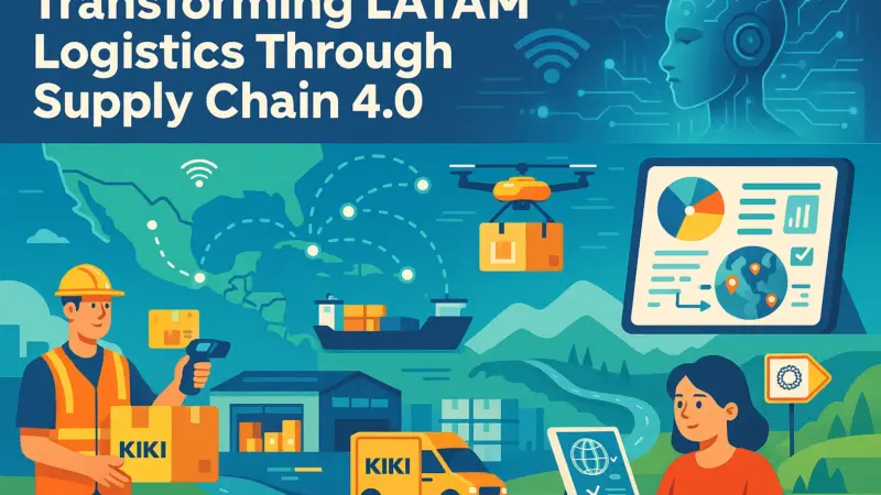 Digital map of Latin America with connected logistics nodes representing supply chain innovation across LATAM