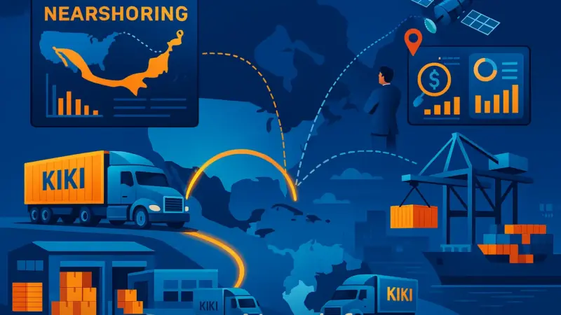 Map showing logistics network, tariff icons, and consumer behavior trends in retail supply chains across Latin America