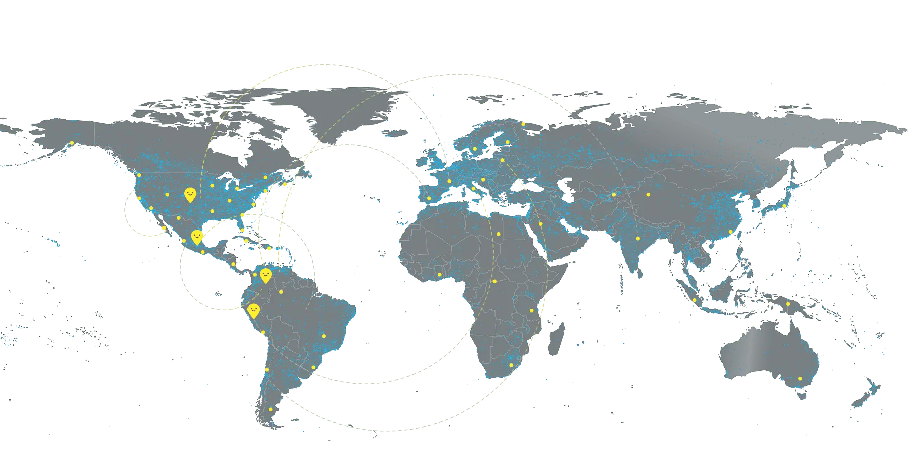 Global logistics and fulfillment map showing last mile and COD operations in LATAM and worldwide